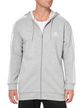 Adidas Men's Standard Essentials Fleece 3-Stripes Full-Zip Hoodie, Medium Grey Heather